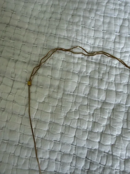 Anthropologie Gold Disc & Cylinder Bead Necklace - Picture 3 of 4